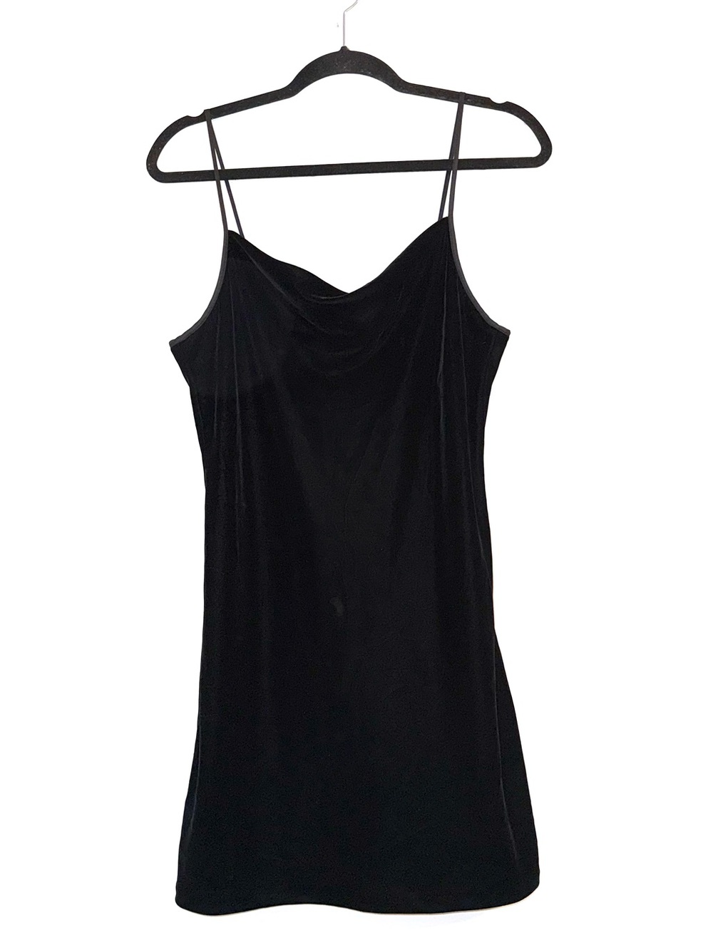 NWT Banana Republic Velvet Cowl Neck Mini Dress Satin Trim Spaghetti Straps Blac